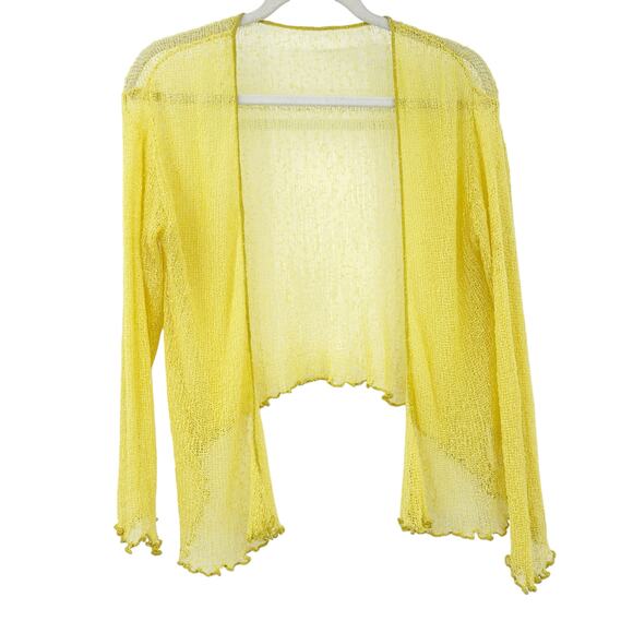 Back from Bali Womens Boho Beachy Lightweight Open Knit Sheer Cardigan OS Yellow - Picture 2 of 7
